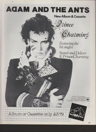 Adam And The Ants - Adam Ant - Prince Charming - Poster Advert 1981