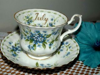 Royal Albert Teacup/coffee Cup & Saucer - Flower Of Month July Forget Me Nots