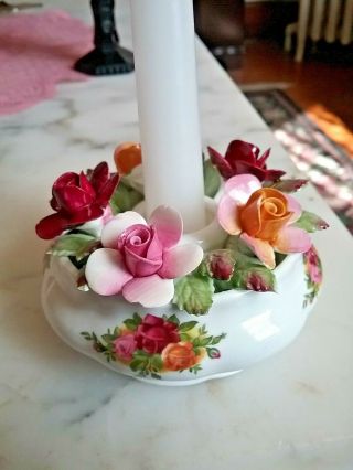 Royal Albert England Old Country Roses Porcelain Cluster Candle Holder