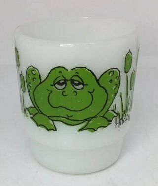 Vintage Fire King Coffee Cup Mug Hildi Green Frog Mug