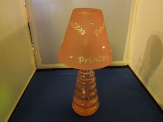 Princess Tea Light Candle Lamp Holder Pink With Rhinestones & Glitter Adorable