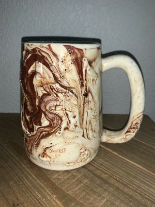 5.  5”x3.  5” Hand Crafted Alaskan Clay Pottery Art Beer Stein Cup Mug Artist Signed
