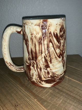 5.  5”x3.  5” Hand Crafted Alaskan Clay Pottery Art Beer Stein Cup Mug Artist Signed 3