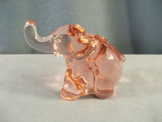 Mosser Trunk Up Pink Glass Elephant Figurine