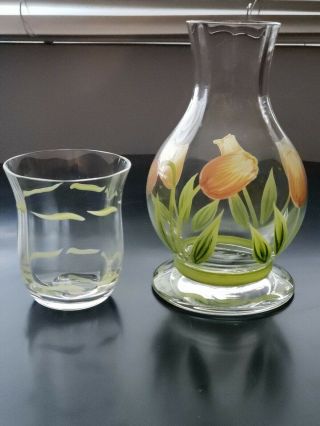 Princess House 2pc Cottage Tulip Bedside Carafe With Tumbler - Tumble Up - 6438