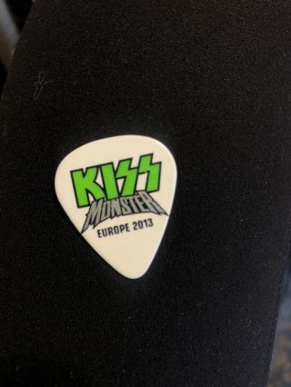 Kiss Monster Tour Guitar Pick Eric Singer Signed Europe 2013 Space Green Catman