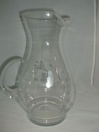 Princess House Heritage Crystal Pitcher Ice Lip 10 " Cat Tail Handle Vase