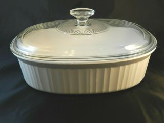 Corning Ware 2.  8 Liter Oval Casserole French White With Lid,  F - 2 - B