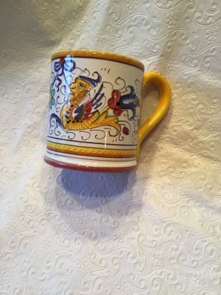 Deruta Raffaellesco Italian Pottery Coffee Mug Cup Italy Vintage