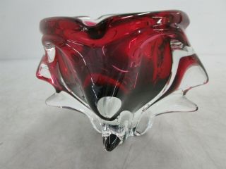 Bohemia Hand Made Art Glass Maroon Star Vase 3
