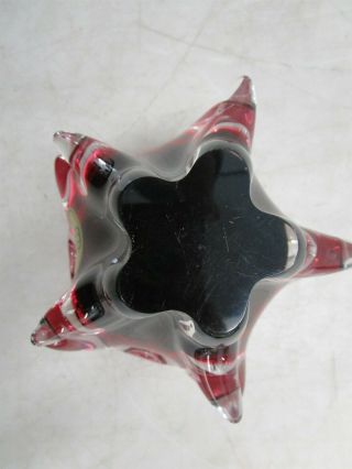 Bohemia Hand Made Art Glass Maroon Star Vase 4