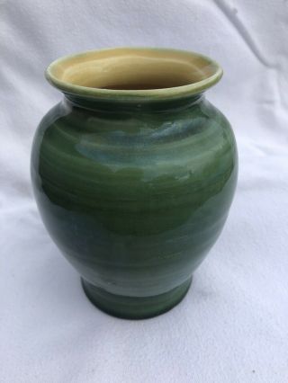 Pisgah Forest Pottery Green And Yellow Vase
