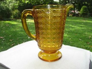 1875 Eapg Mckee & Bros.  Amber Glass Cane Water Pitcher Jug