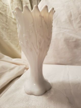 Westmoreland 71/2 " Milk Glass Vase " Lily Of The Valley " Marked