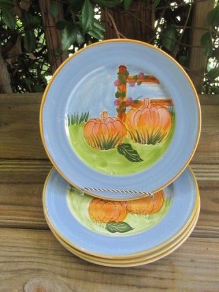Pumpkin Patch 9 " Plate Mesa International Hand Crafted In Hungary Set Of Four