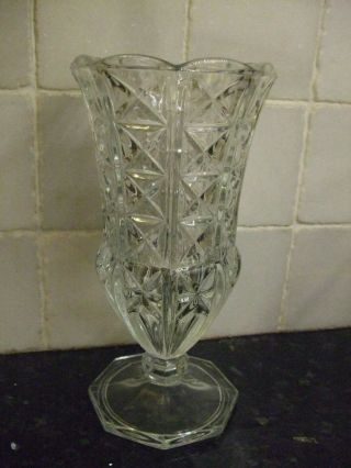 Vintage Heavy Glass Clear Vase Italian/italy Art Deco/retro/shabby Chic