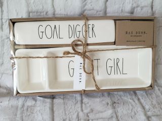 Rae Dunn By Magenta Desk Plaque & Tray Gift Set Goal Digger - Get It Girl
