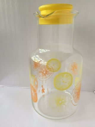 Pyrex 2 Quart Glass Lemonade Orange Juice Pitcher Iced Tea Carafe 3520 Vintage