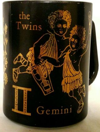 Vintage Gemini The Twins Zodiac Horoscope Coffee Cup Mug Federal Milk Glass