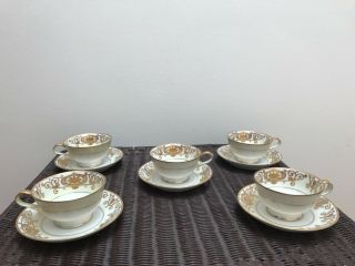 Vintage Noritake No.  175 Christmas Ball Pattern Set 5 Cups With Saucers