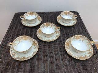 Vintage Noritake No.  175 Christmas Ball Pattern Set 5 Cups With Saucers 2