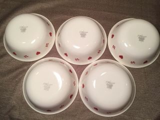 5 Corelle HOMETOWN Soup/Cereal Bowls 6 1/4” Red Cherries Heart Exc.  Cond. 4