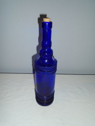 Vintage,  Cobalt Blue Glass Bottle With Wire Bale Stopper 13 Inches Tall
