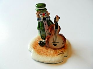 Italian Zampiva Pottery Old Collectable Band Member Clown With Cello Freep&puk