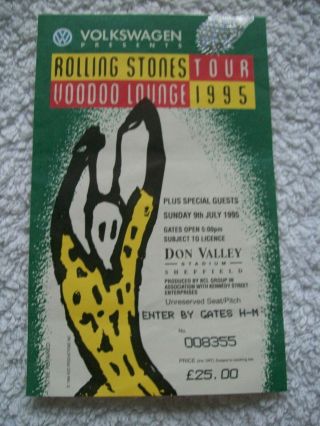 Rolling Stones 1995 Voodoo Lounge Concert Ticket Stub Sheffield Don Valley