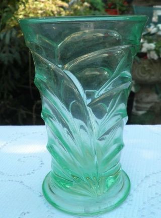 Vintage Art Deco Bagley Green 5 " Glass 