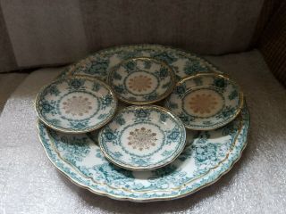 John Maddock Sons Royal Vitreous England Blue And White Baltic Butter Pats