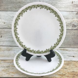 2 Corelle By Corning Crazy Daisy Spring Blossom Luncheon/salad Plates Green Trim
