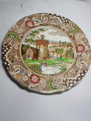 Vintage Porcelain Plate W.  R.  Midwinter England Landscape Garden 10 "