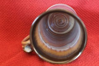Hand Thrown Artisan Signed Pottery Coffee Cup/Mug Glaze Blue Purple Tan Brown 5