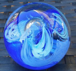 Caithness Glass Scotland Blue Mooncrystal Paperweight Gorgeous