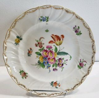 Antique Dresden Rk Richard Klemm Floral Design With Gold Rim 8 1/4 " Plate