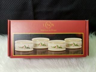 Lenox Holiday Napkin Rings Set Of 4 (holly & Berrie)