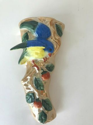 Japan Luster Figural Bird Wall Pocket Vintage Gold Lusterware Leaves