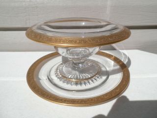 Vintage Footed Glass Mayonnaise Bowl And Underplate