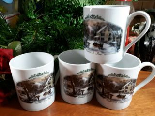 Set Of 4 Mugs,  Currier & Ives,  Museum Of The City Of York