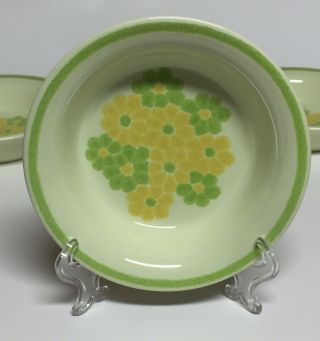 Franciscan Picnic Green Yellow Daisy Mid Century Cereal Bowls Set Of 5 Interpace
