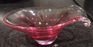 Flygsfors Sweden Glass Coquille Bowl Pink/ Cranberry Sommerso Paul Kedelv 3