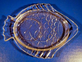 4 Plates Fish Shaped Embossed Clear Glass Dessert Snack Salad