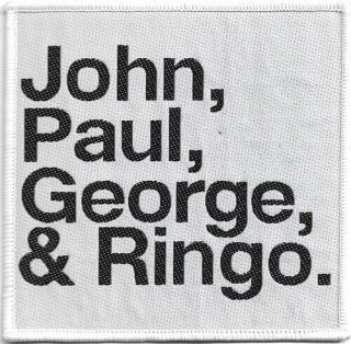 Official Merch Woven Sew - On Patch White Ver The Beatles John Paul George & Ringo