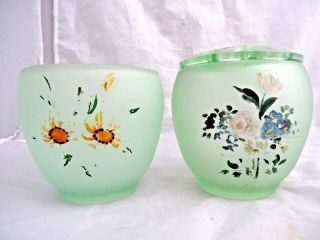 2 X Vintage Bagley Frosted Green 