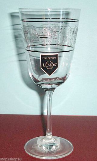 Lenox Autumn Legacy Goblet Etched Crystal With Platinum Rings 12 - Oz.