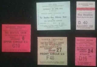 5 Iconic Small Beatles Ticket Stubs,  Liverpool Pop Rock 