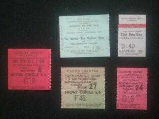 5 ICONIC SMALL BEATLES TICKET STUBS,  LIVERPOOL POP ROCK ' N ROLL HIT 1960 ' S GIFT 2