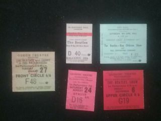 5 ICONIC SMALL BEATLES TICKET STUBS,  LIVERPOOL POP ROCK ' N ROLL HIT 1960 ' S GIFT 4