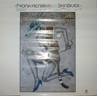 Nona Hendryx Skin Diver,  Private Music Promo Poster,  1989,  24x24,  Vg,